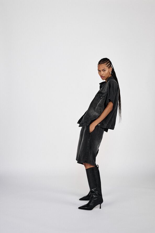 Denim black wide shorts - Raha