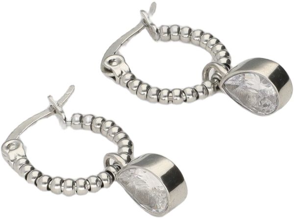 Hoop earrings with rhinestone pear drop