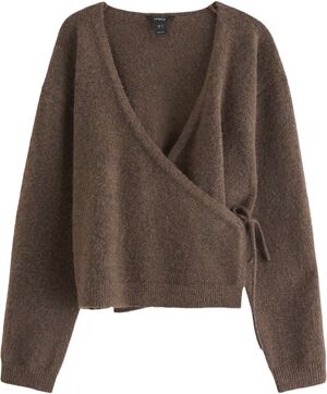 Blød strikket slå-om cardigan med b