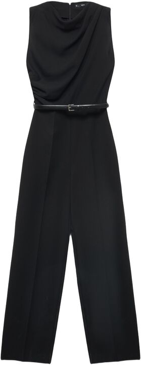 Long jumpsuit with draped neck and