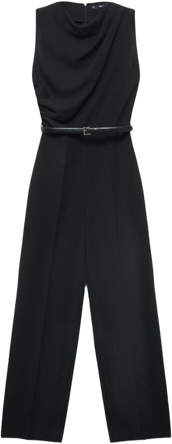 Long jumpsuit with draped neck and