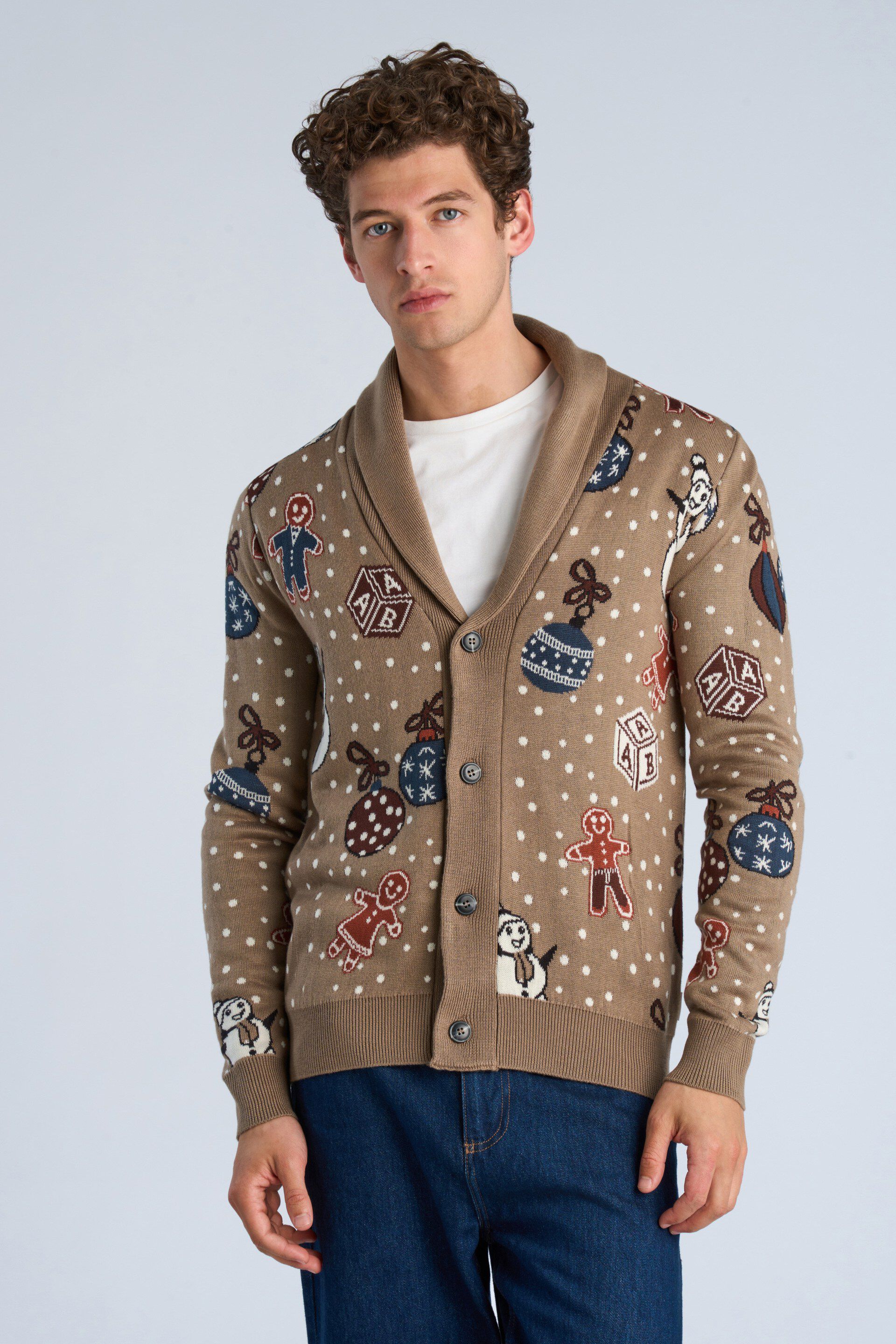 Xmas shawl collar cardigan