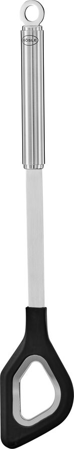 Grydeske/røreske med hul, stål/sort L32,5cm