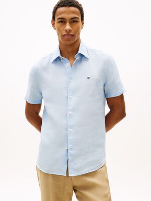 Regular Fit Washed Linen Short Sleeve Shirt