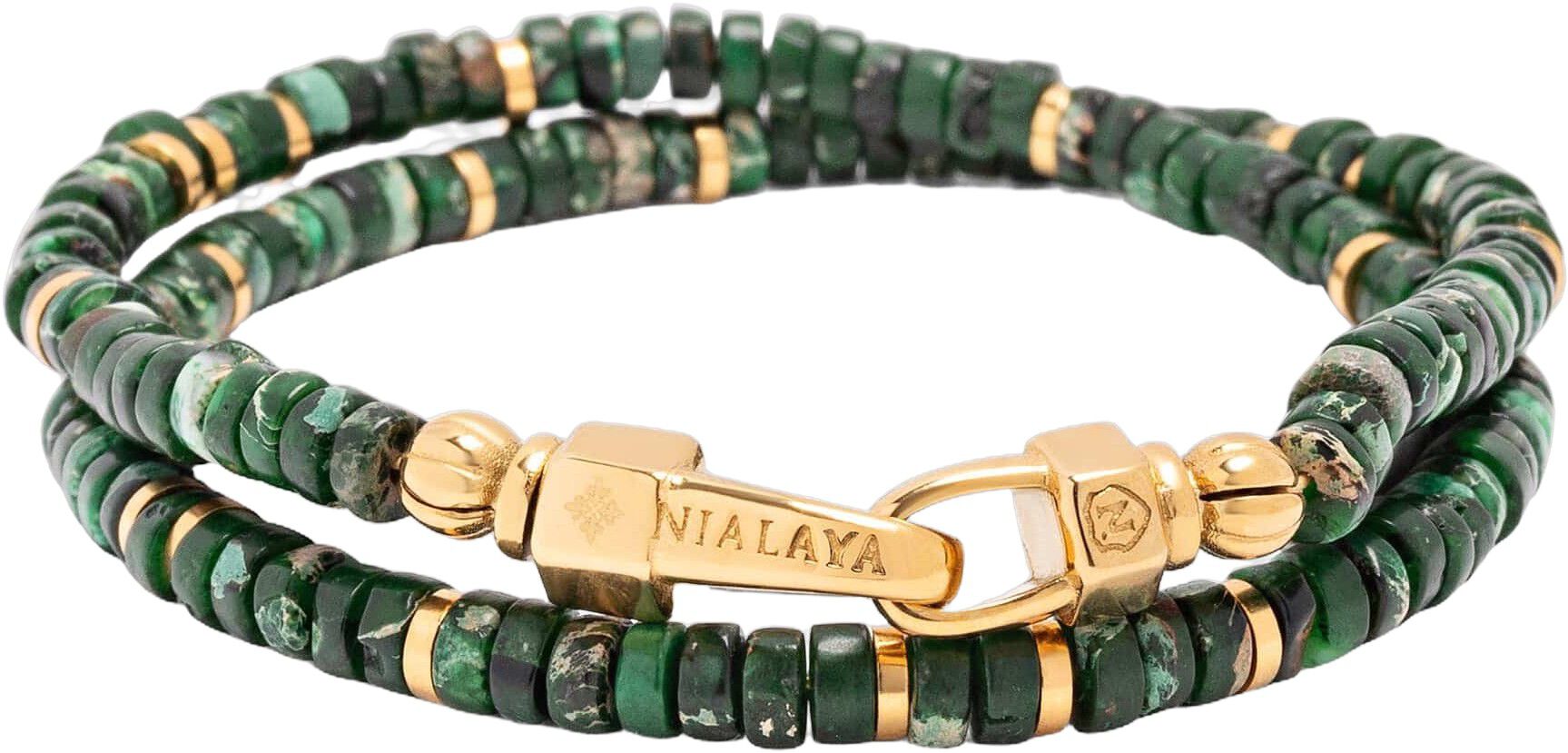 Dark Green Malachite Heishi Wrap Bracelet