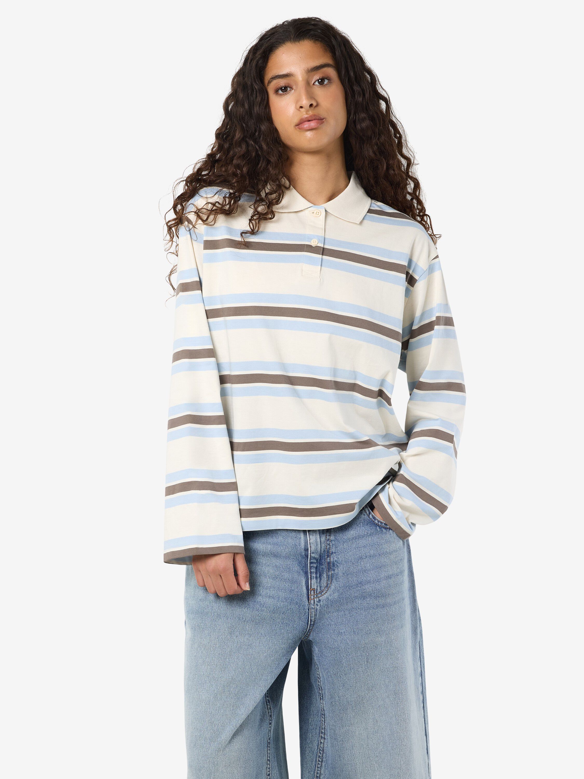 NMAURA L/S STRIPED POLO SHIRT JRS