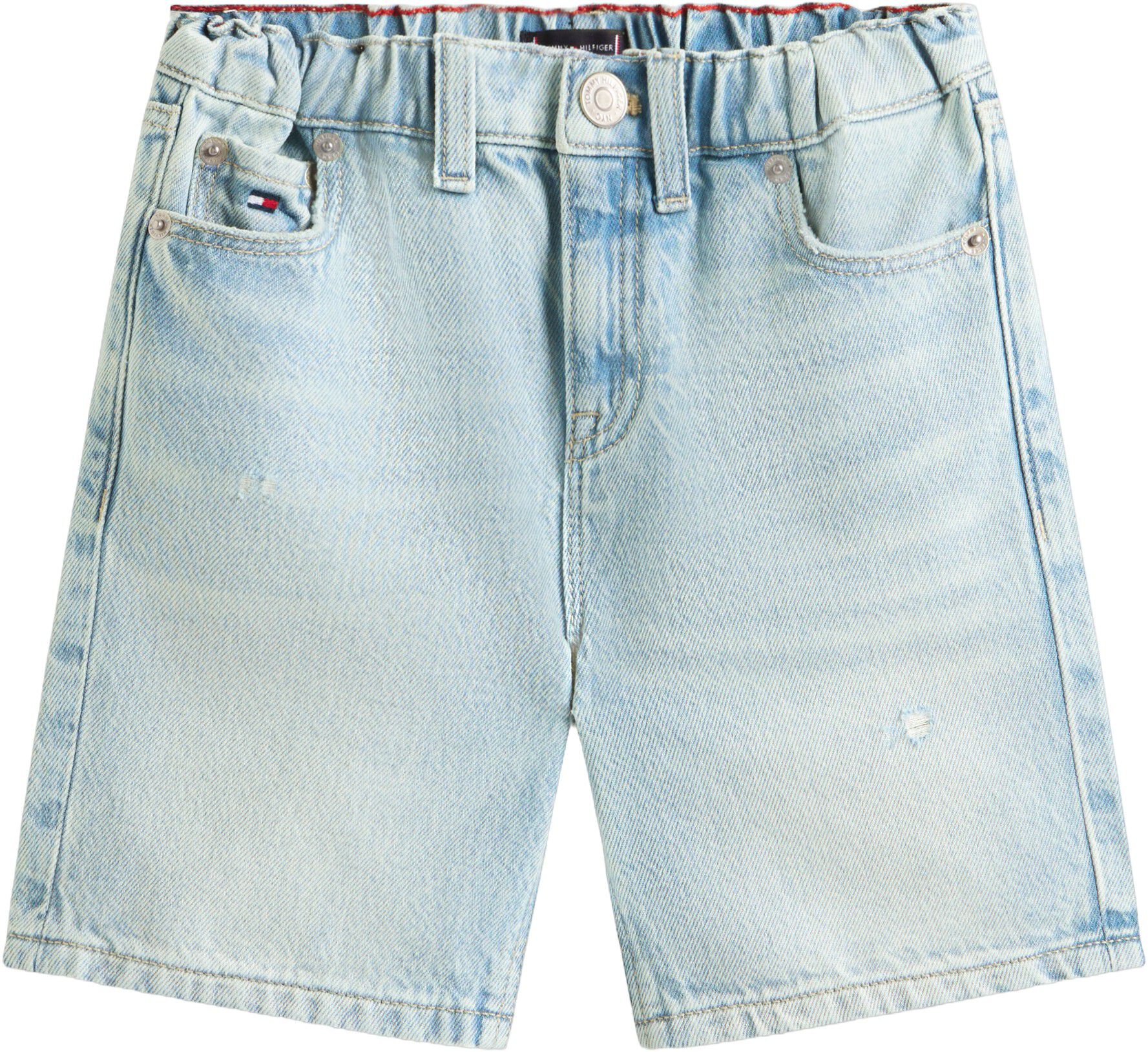 Distressed Straight Leg Denim Shorts