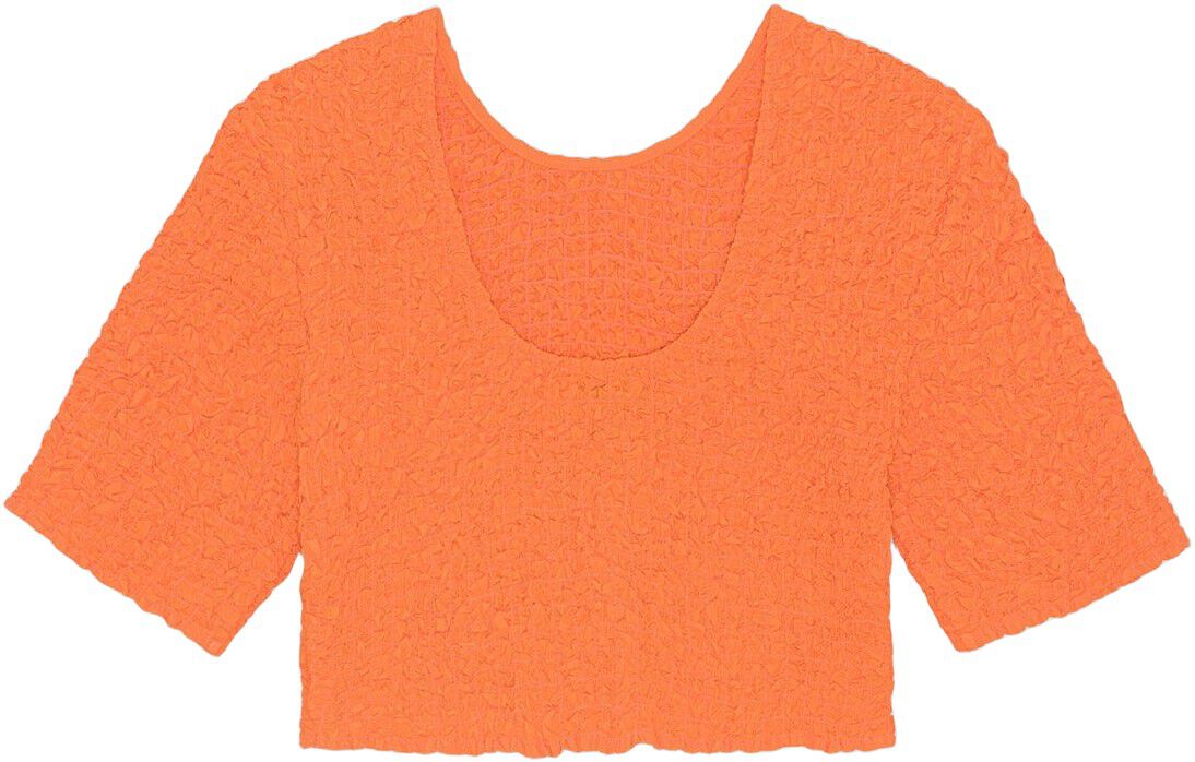 Orange Cotton Poplin Cropped Smock Top