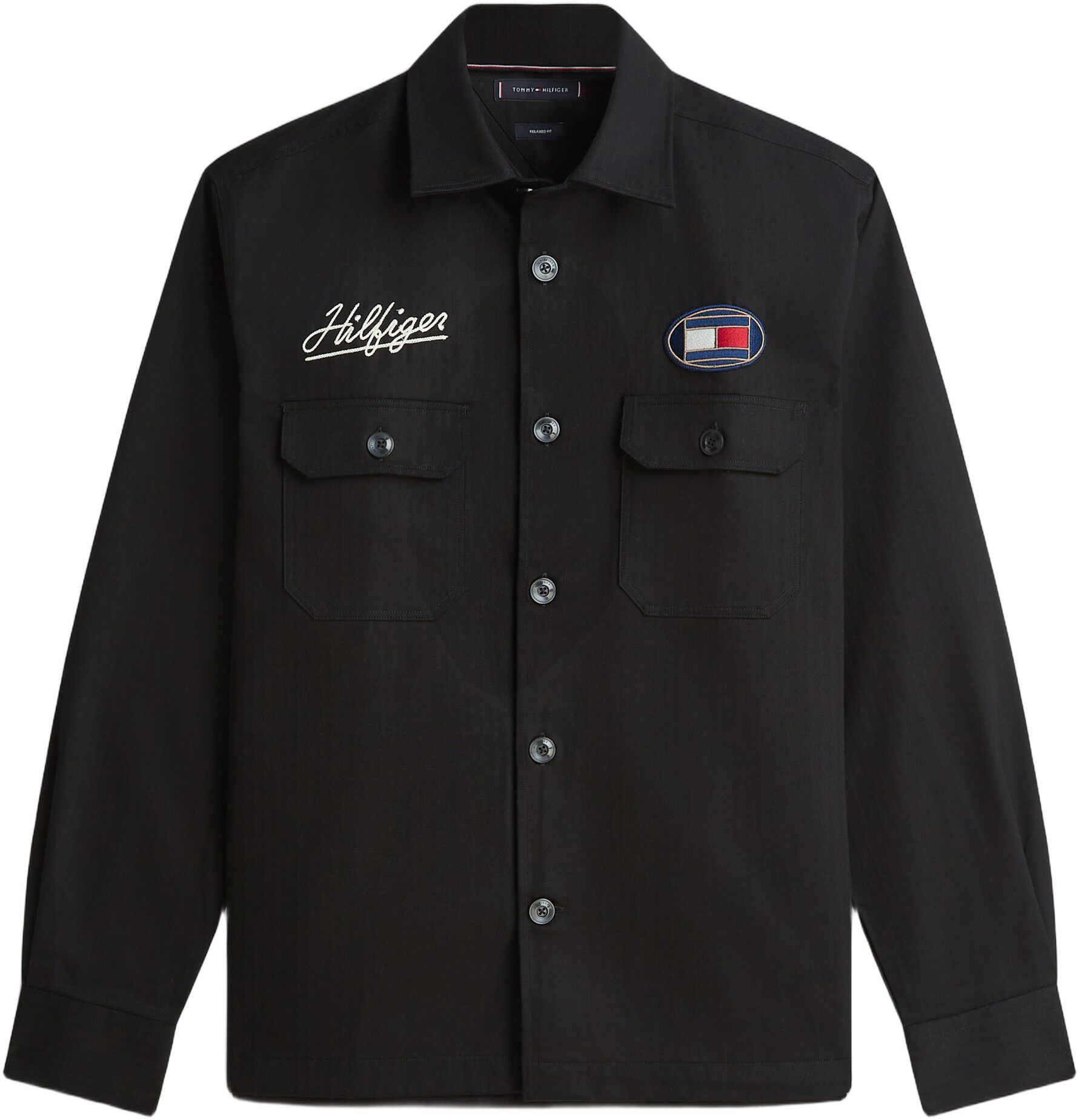 Back Logo Herringbone Relaxed Fit Overshirt