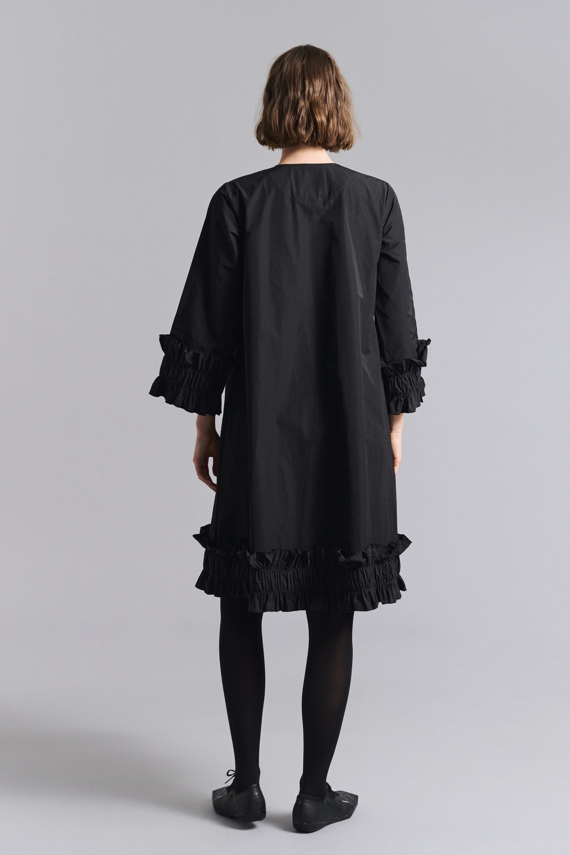 Fukkura poplin kjole med lynl&aring;s