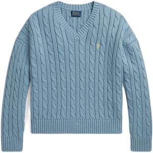 Cable-Knit Cotton V-Neck Sweater