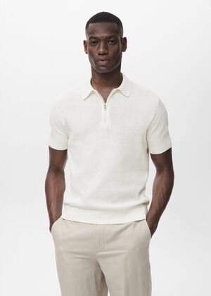 Knitted polo shirt with zip neck