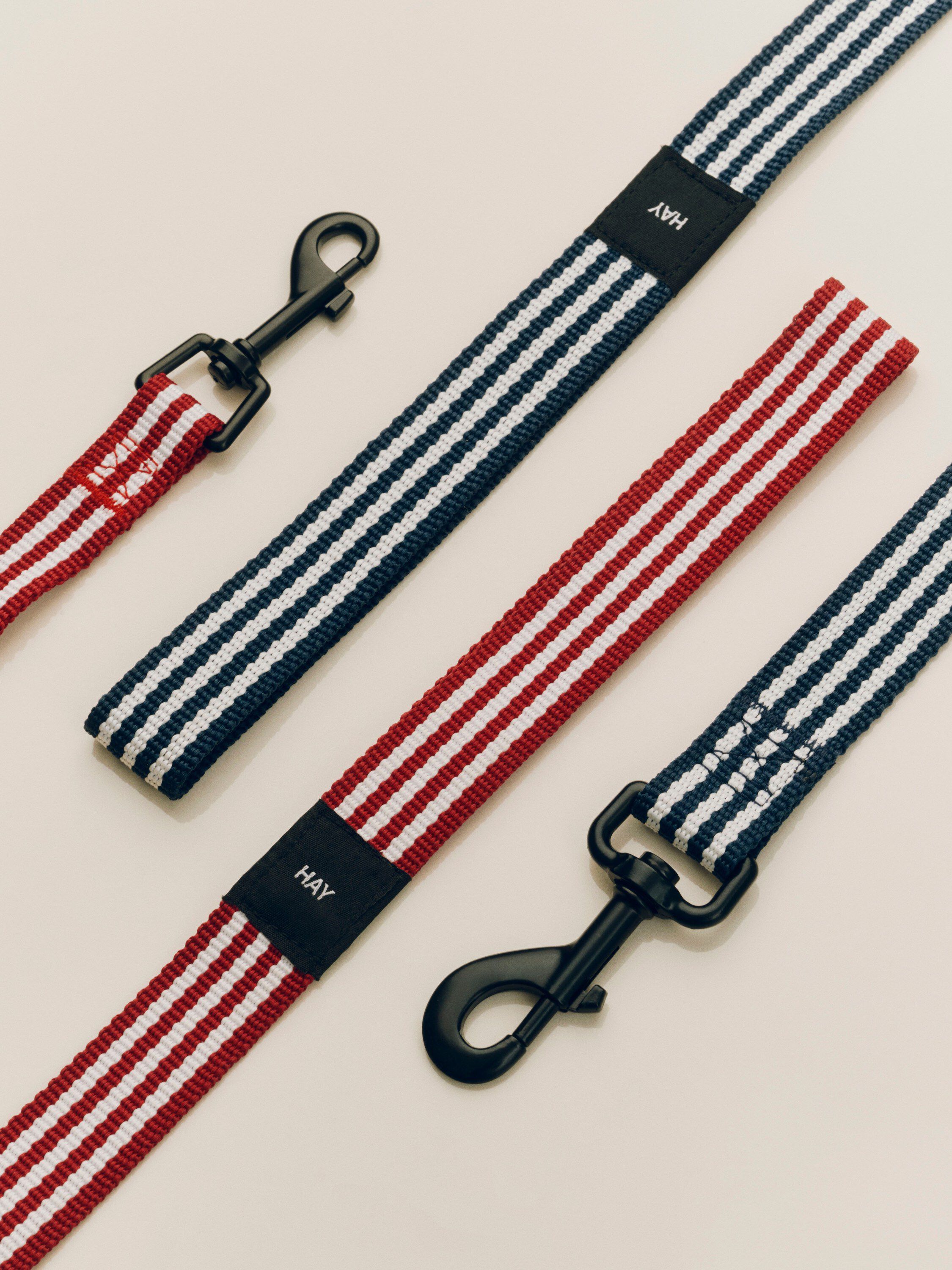 HAY Dogs Leash-Flat M/L-Red and whi