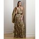 Zebra-Print Ruffle-Trim Georgette Gown