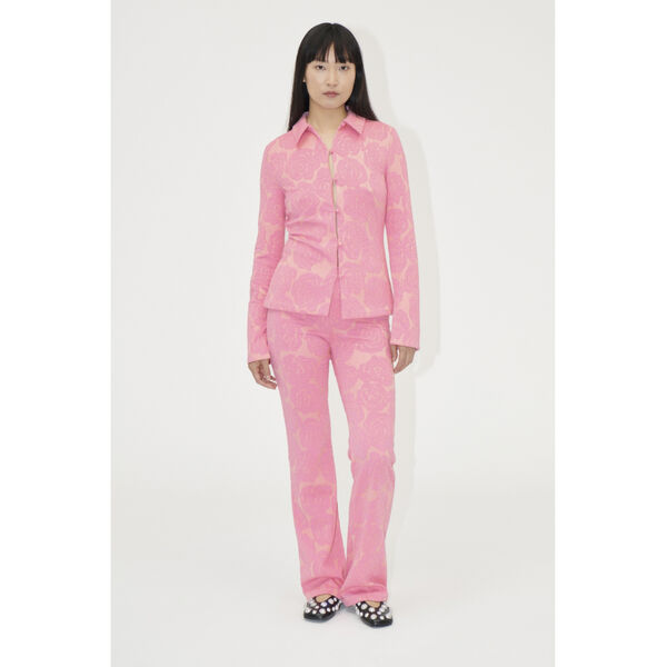 Long Sleeve Tailored Shirt, 2297 Floral Relief Lurex Jersey