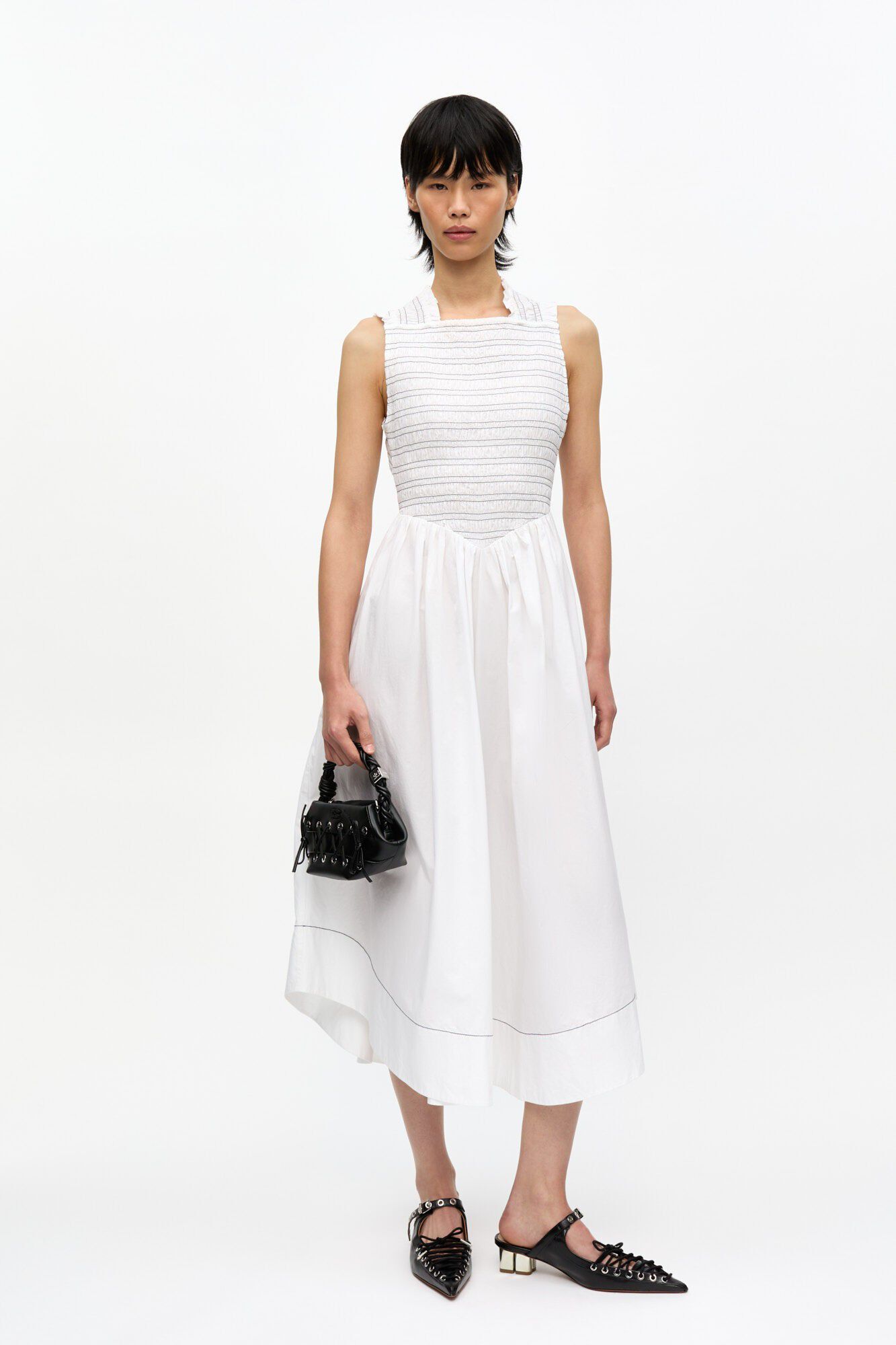 Washed Stretch Cotton Smock Midi St