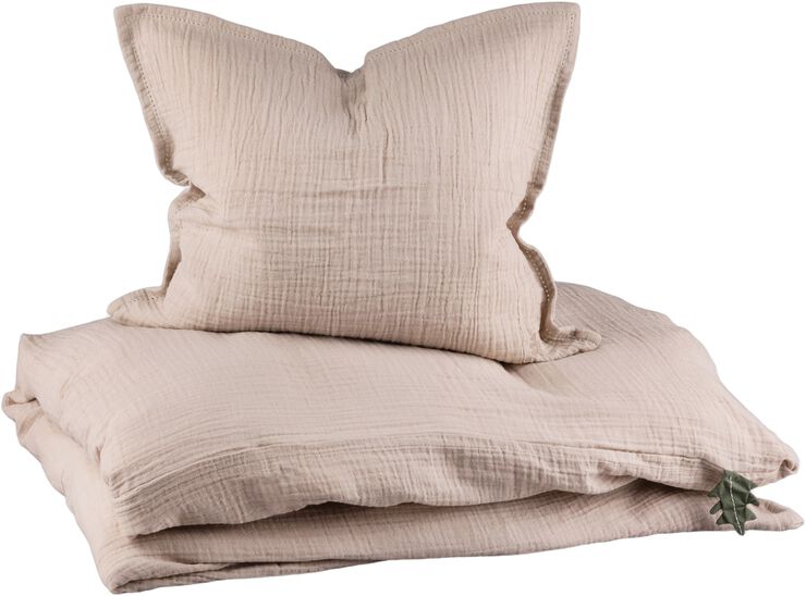 Sengetøj, junior, musselin, seabreeze beige