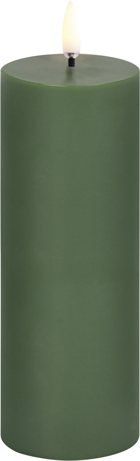 LED pillar candle, Olive green, Smooth, 5,8x15,2 cm