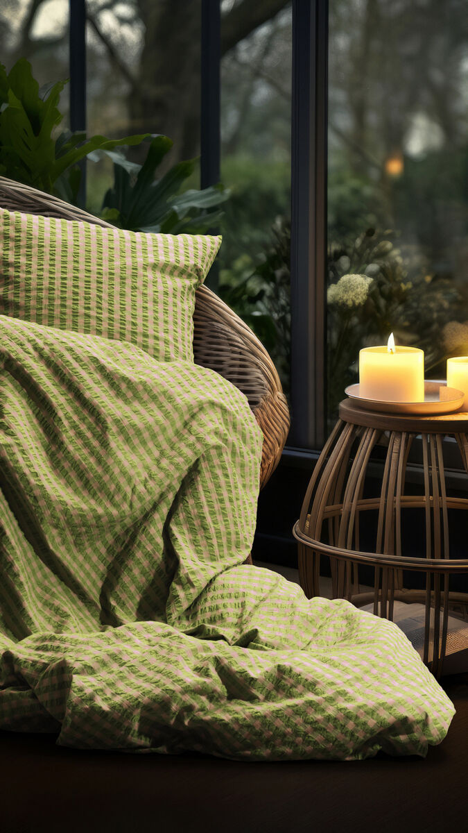 B&aelig;k&B&oslash;lge Senget&oslash;j gr&oslash;n/soft pink DK