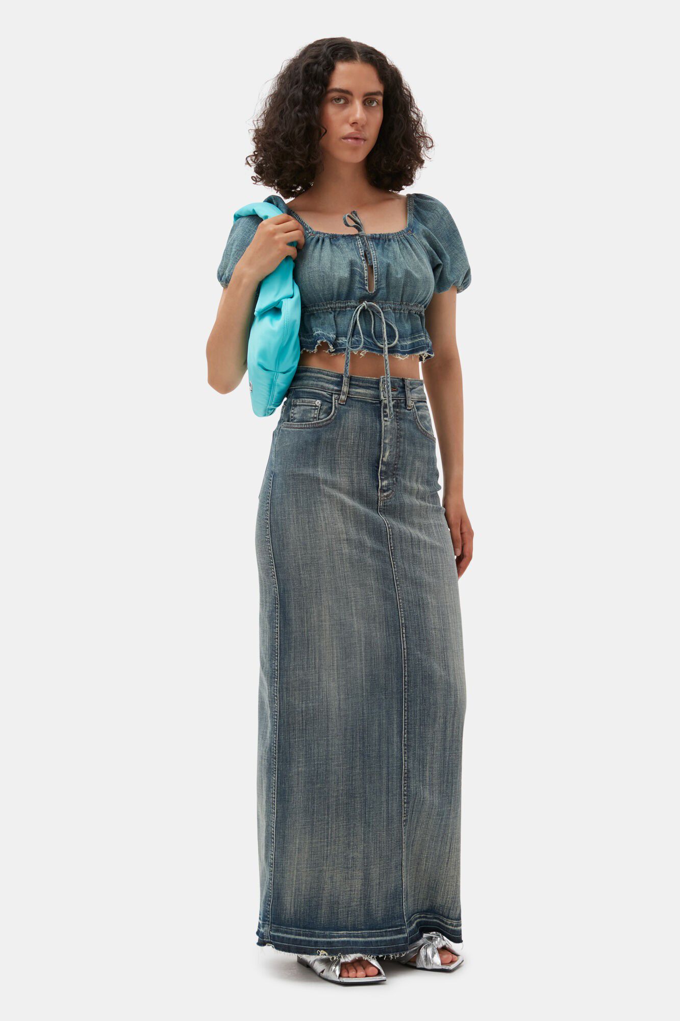トップス GANNI/Tint Edge Denim Puff Sleeve Top GANNI Women's' Tint Edge Denim Puff Sleeve Top in Blue | LN-CC®
