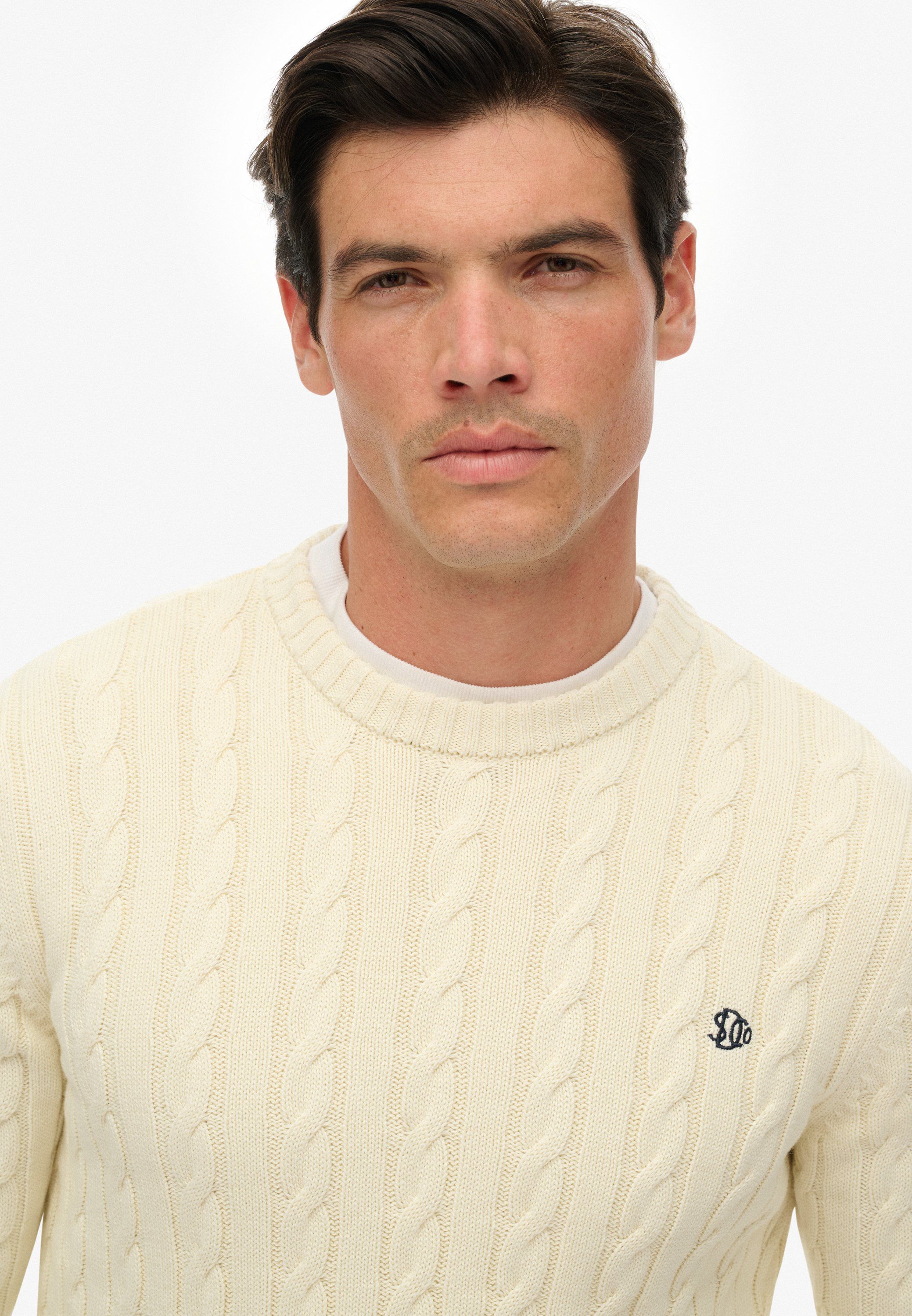 COTTON CABLE KNIT CREW