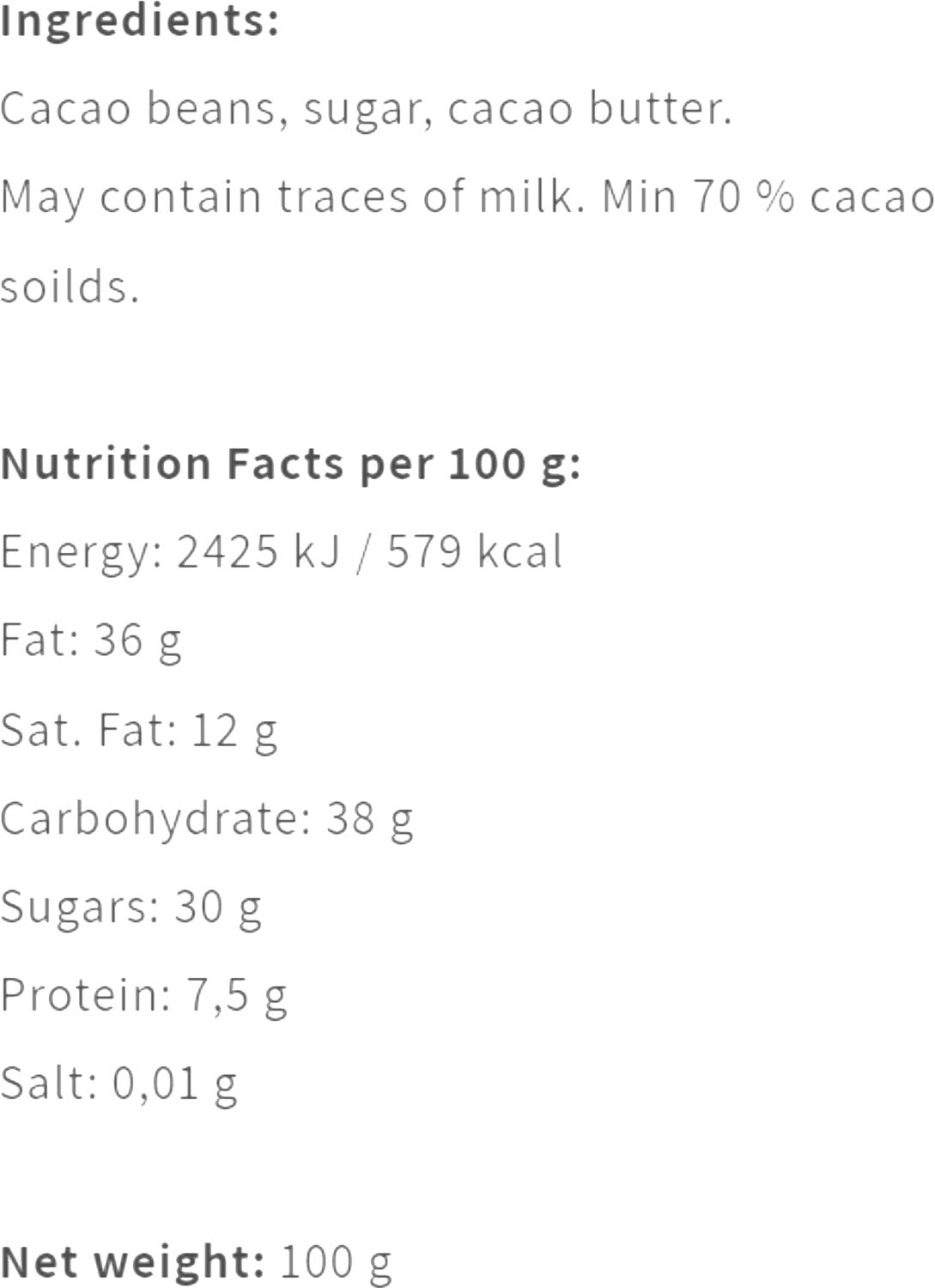 Barba, Nicaragua 70% 100 g