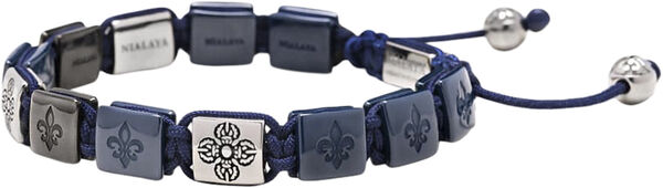 Men's Ceramic Flatbead Bracelet in Blue and Silver