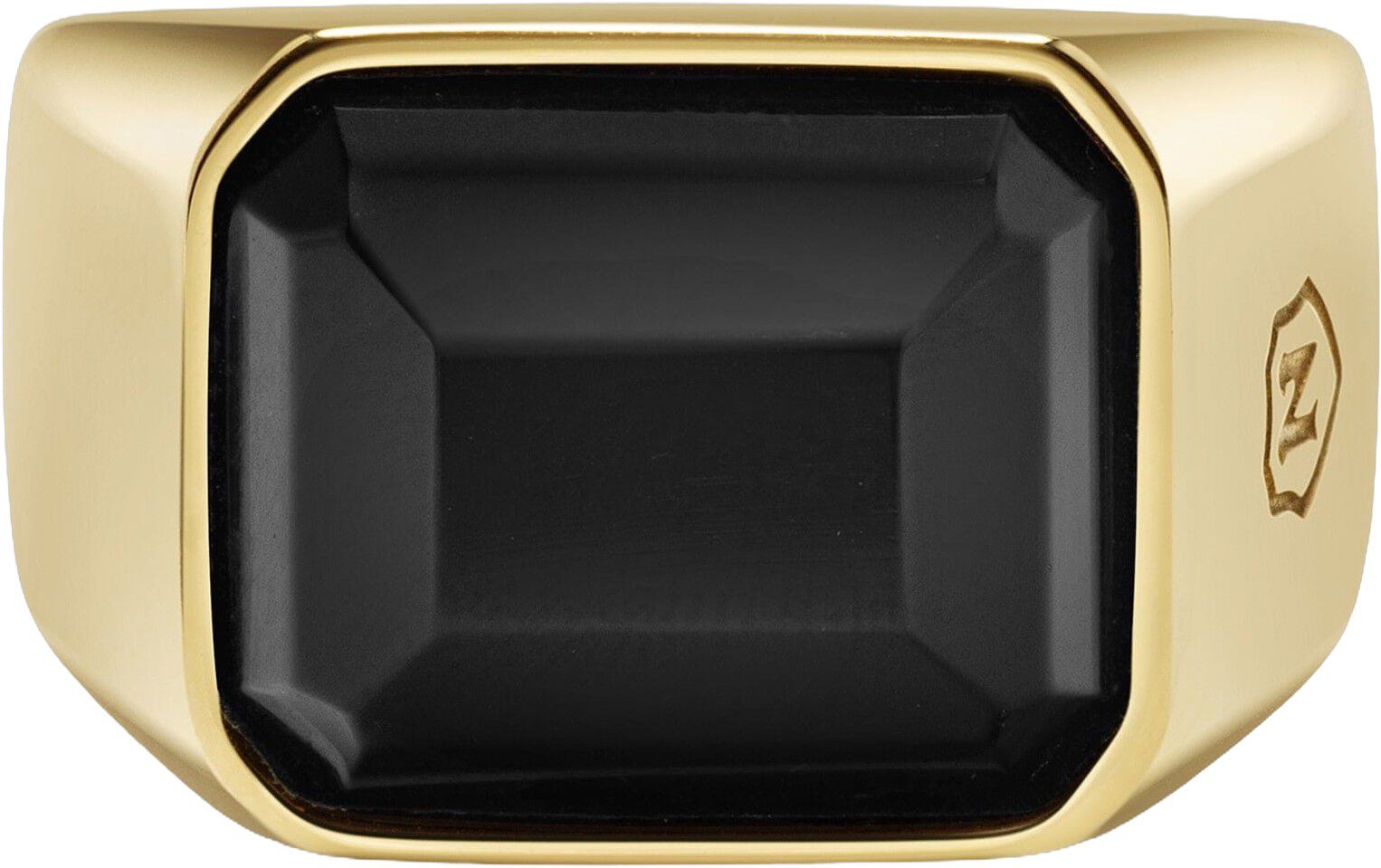 Black Zircon Signet Ring in Gold