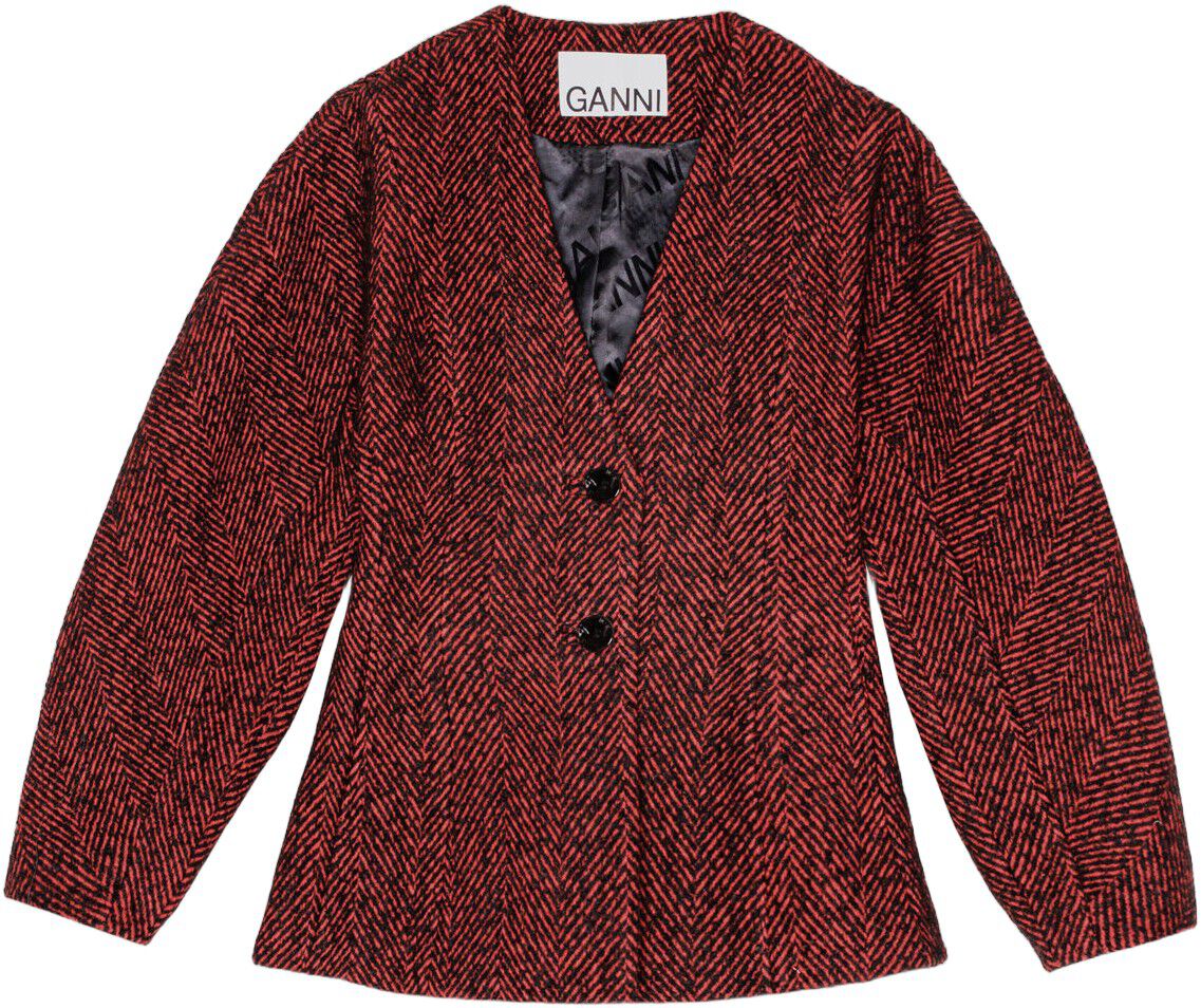 Herringbone Wool Curve Sleeve Blaze