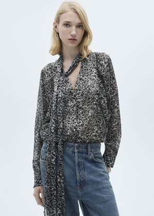 Leopard-print blouse with collar an