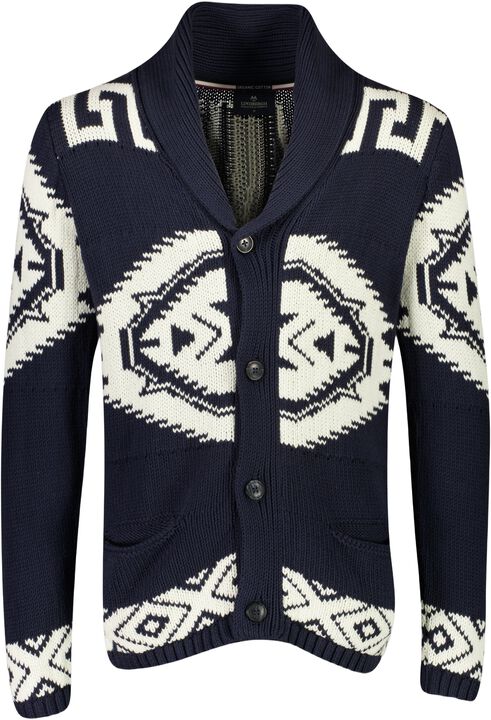 Shawl collar intarsia cardigan
