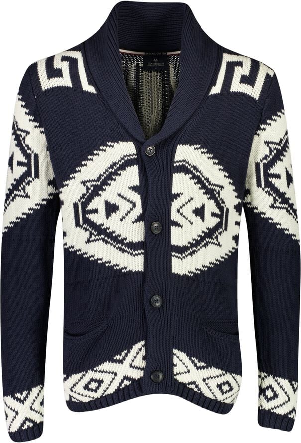 Shawl collar intarsia cardigan