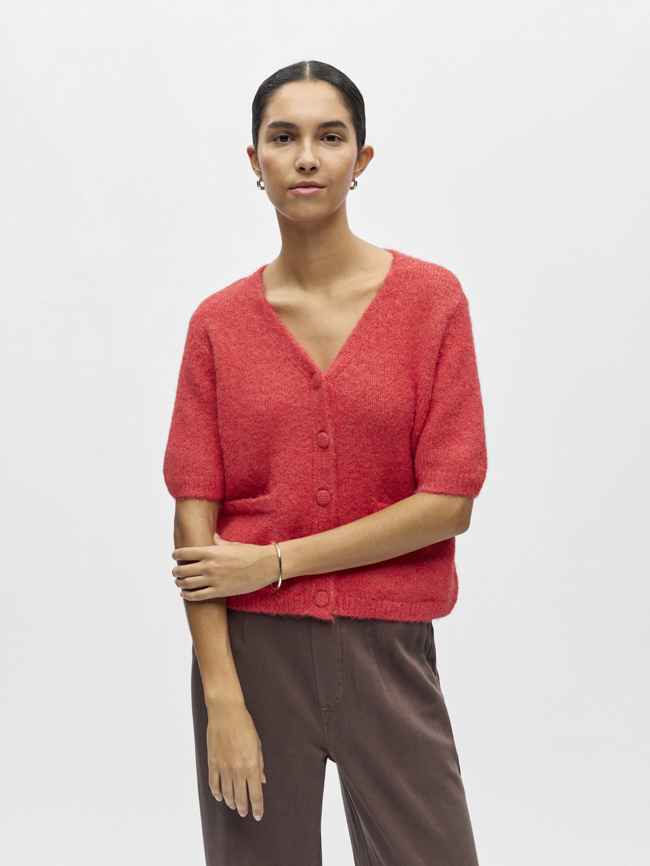 OBJSAGGIA RE SS V-NECK KNIT CARDIGA
