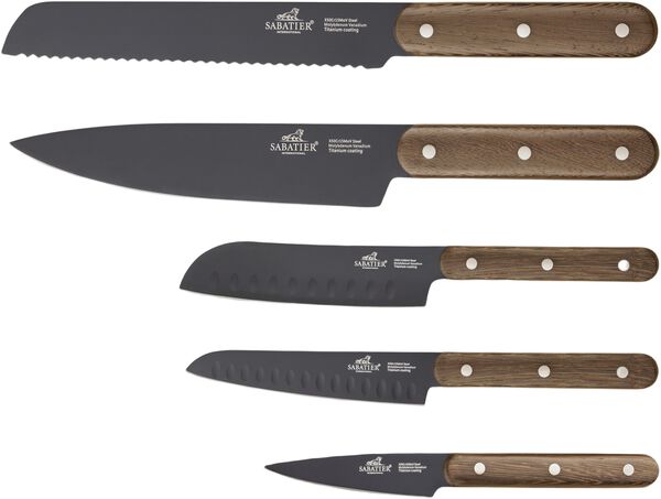 Knivsæt Phenix Walnut 5 dele Sort/valnøddetræ