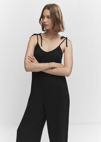 Textured jumpsuit with bows