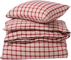 RedBeige Checked Cotton Flannel Bed Set