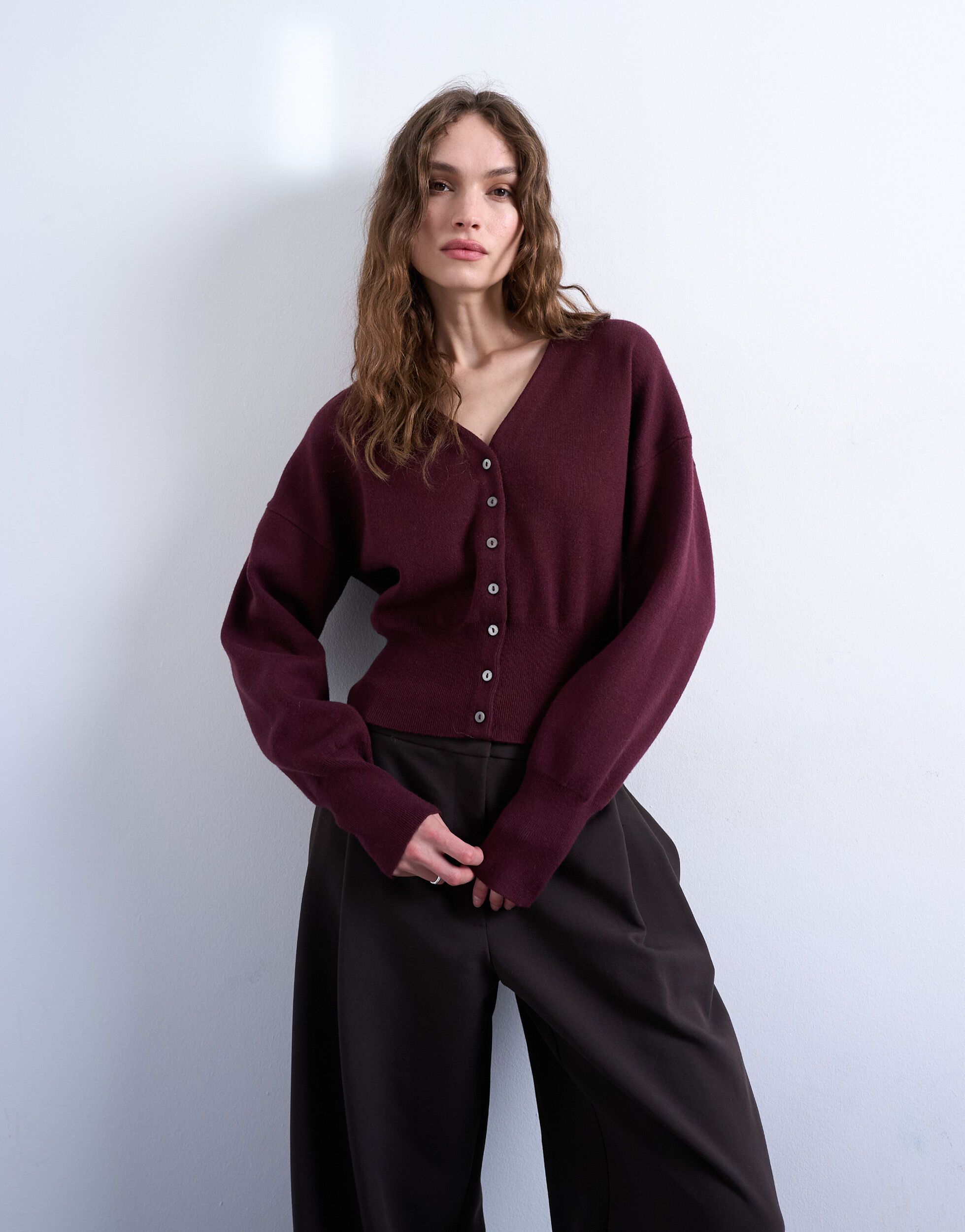 TSCOMPACT LS V-NECK CARDIGAN NOOS - COTTON