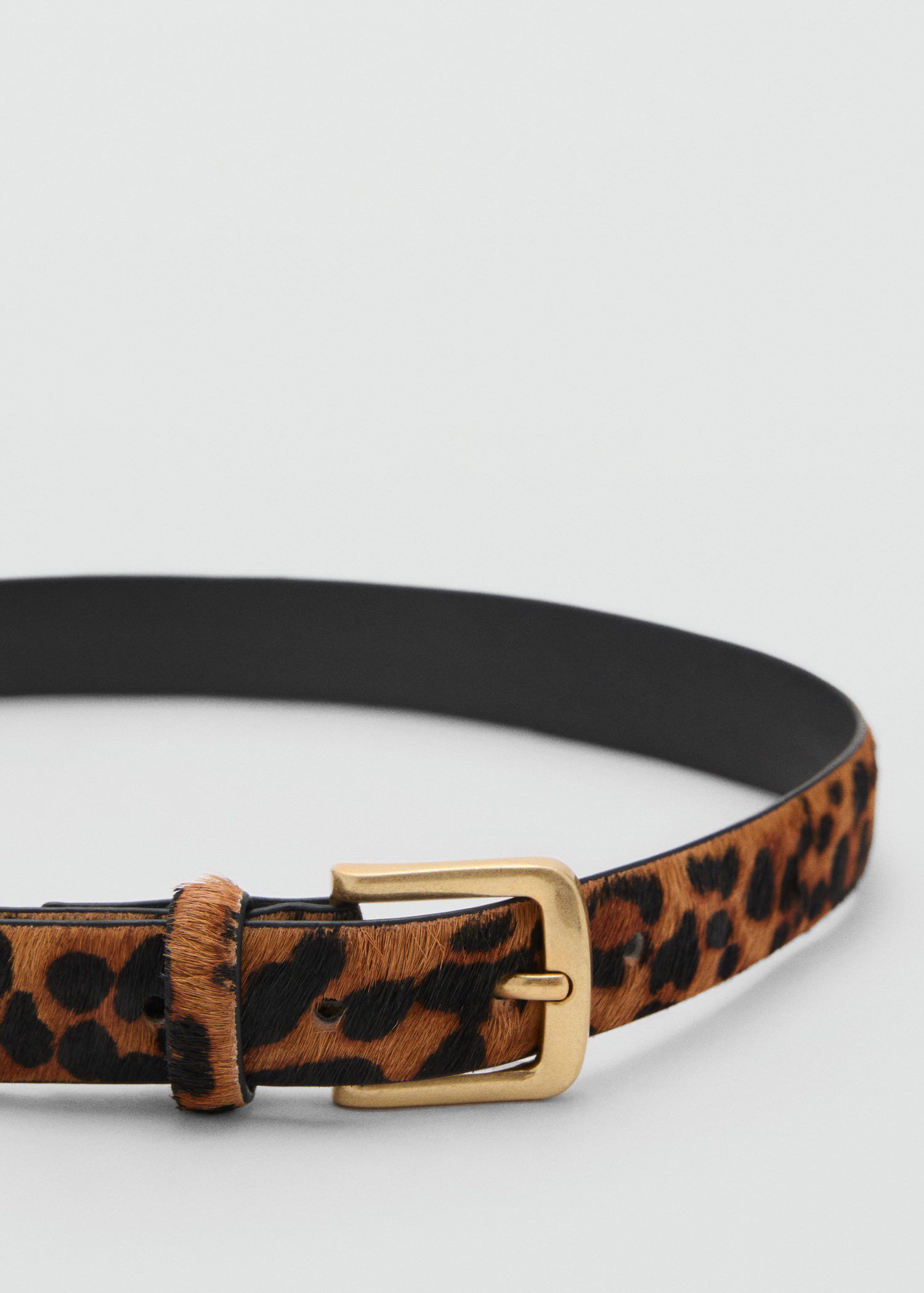 Animal print leather belt
