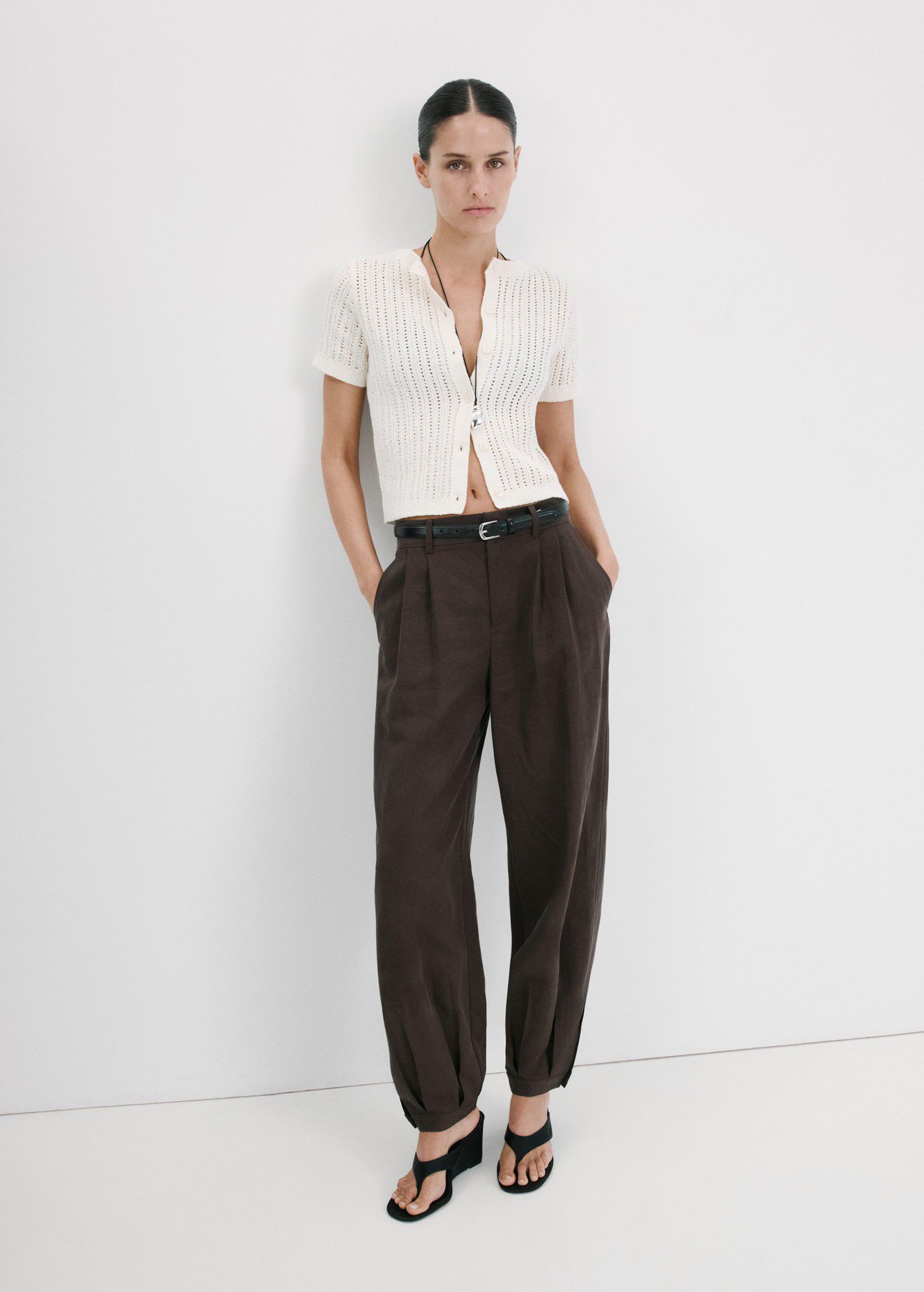 Openwork knit cardigan