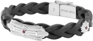 Braided Leather Bracelet with Sterling Silver Detail
