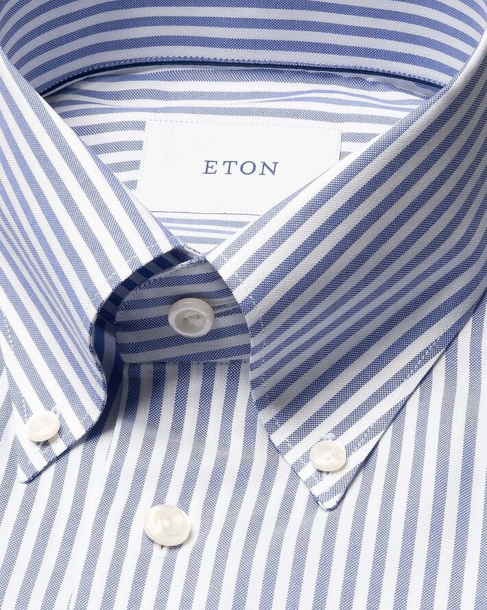 Contemporary Fit Mid blue Striped Signature Oxford Shirt