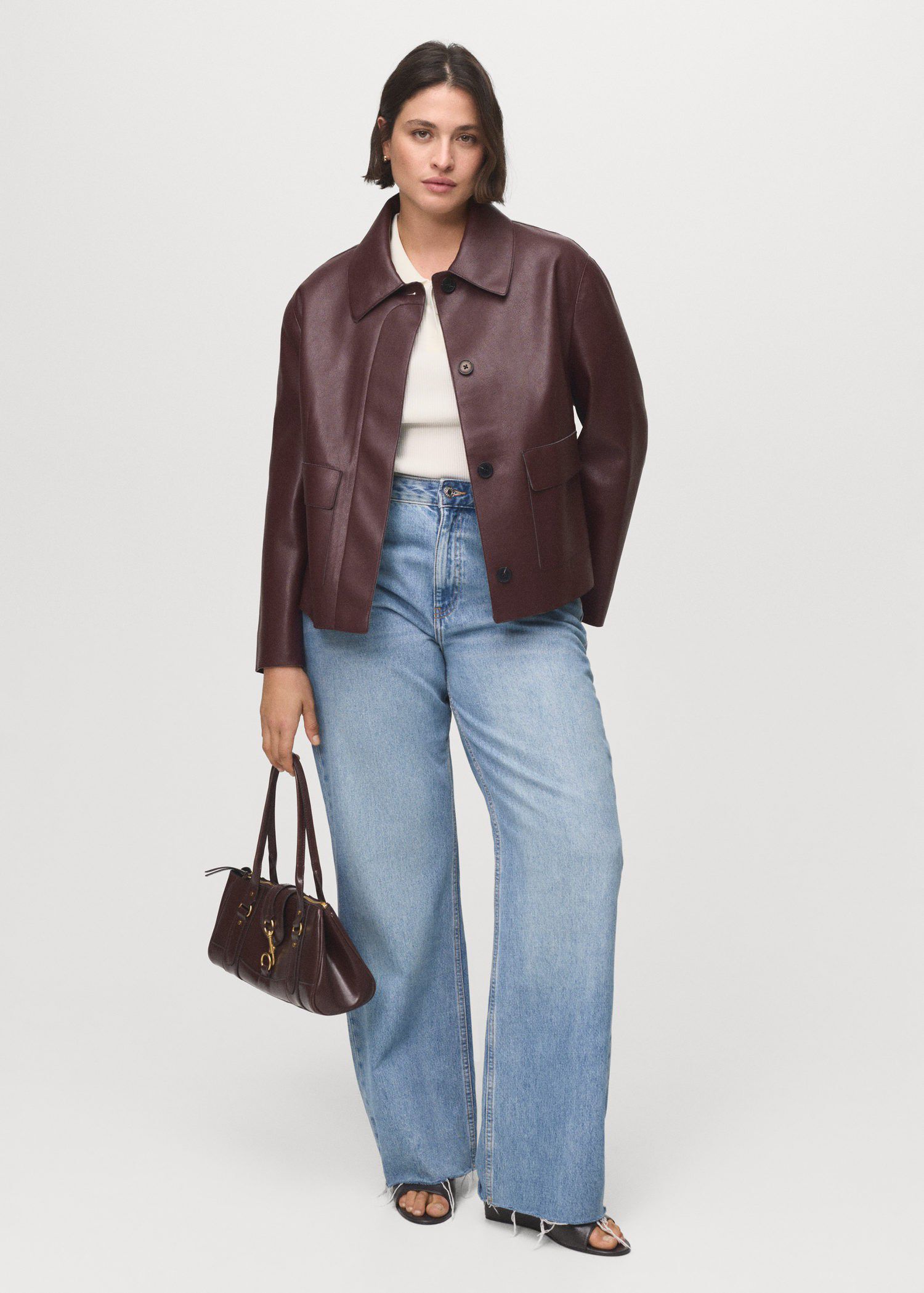 Leather-effect jacket with pockets