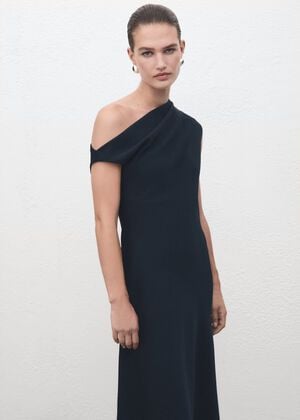 A-line dress with asymmetrical neck