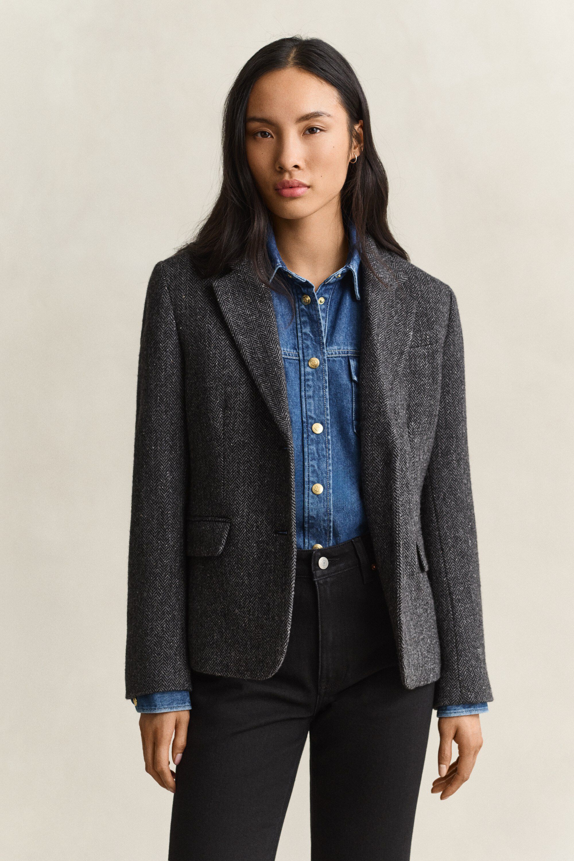 SLIM HERRINGBONE BLAZER