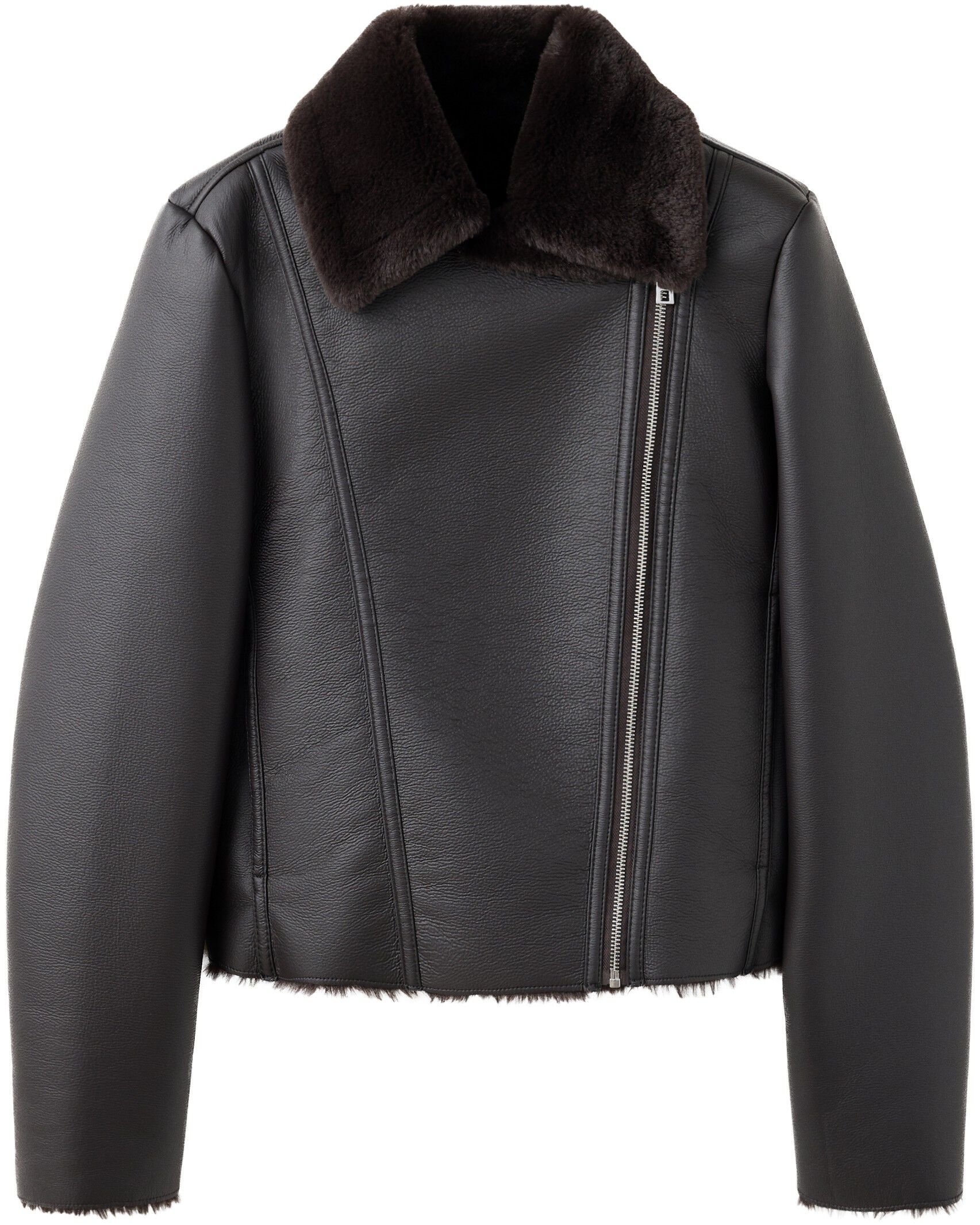 Faux-fur biker jacket