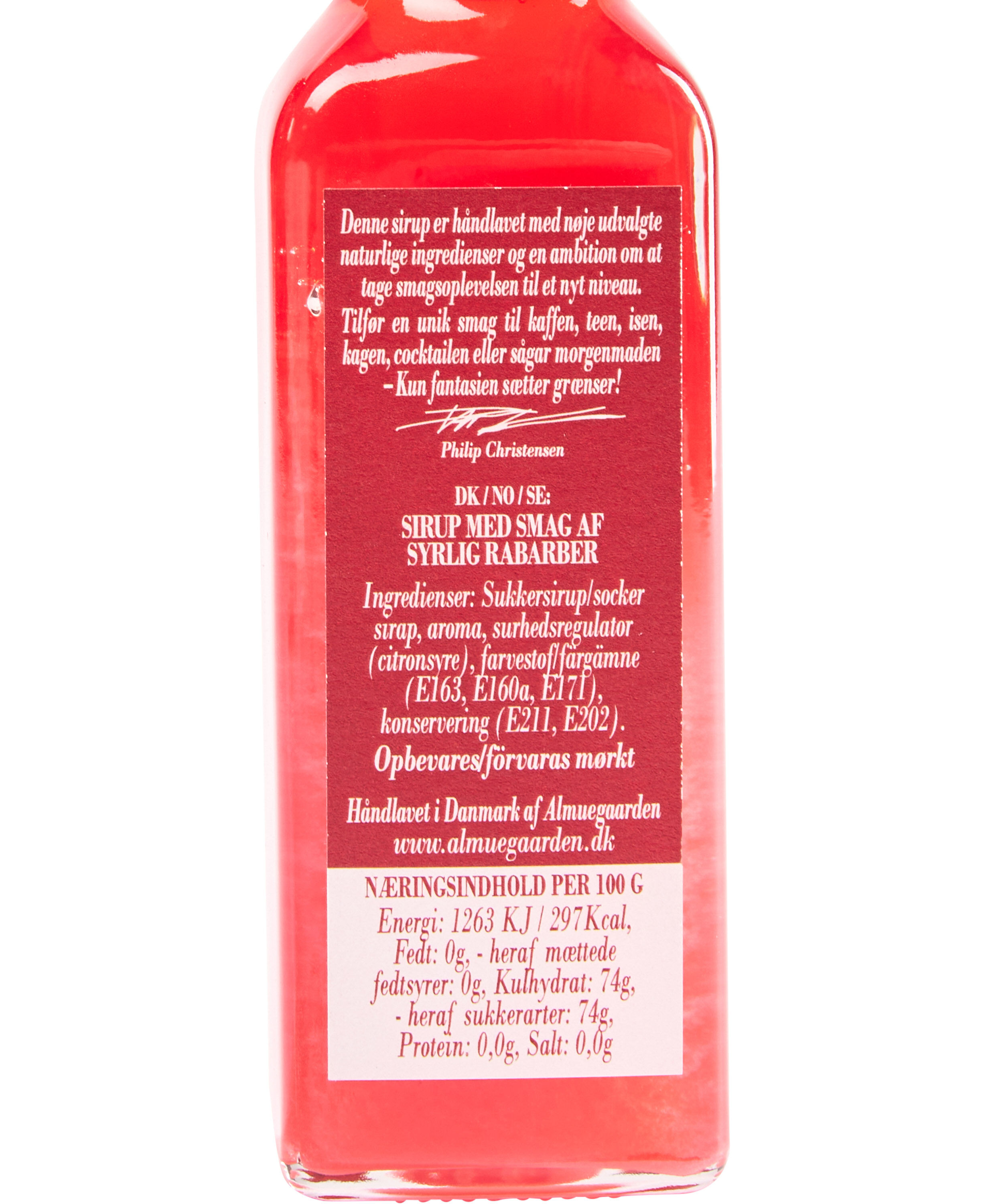 Sirup med smag af syrlig rabarber