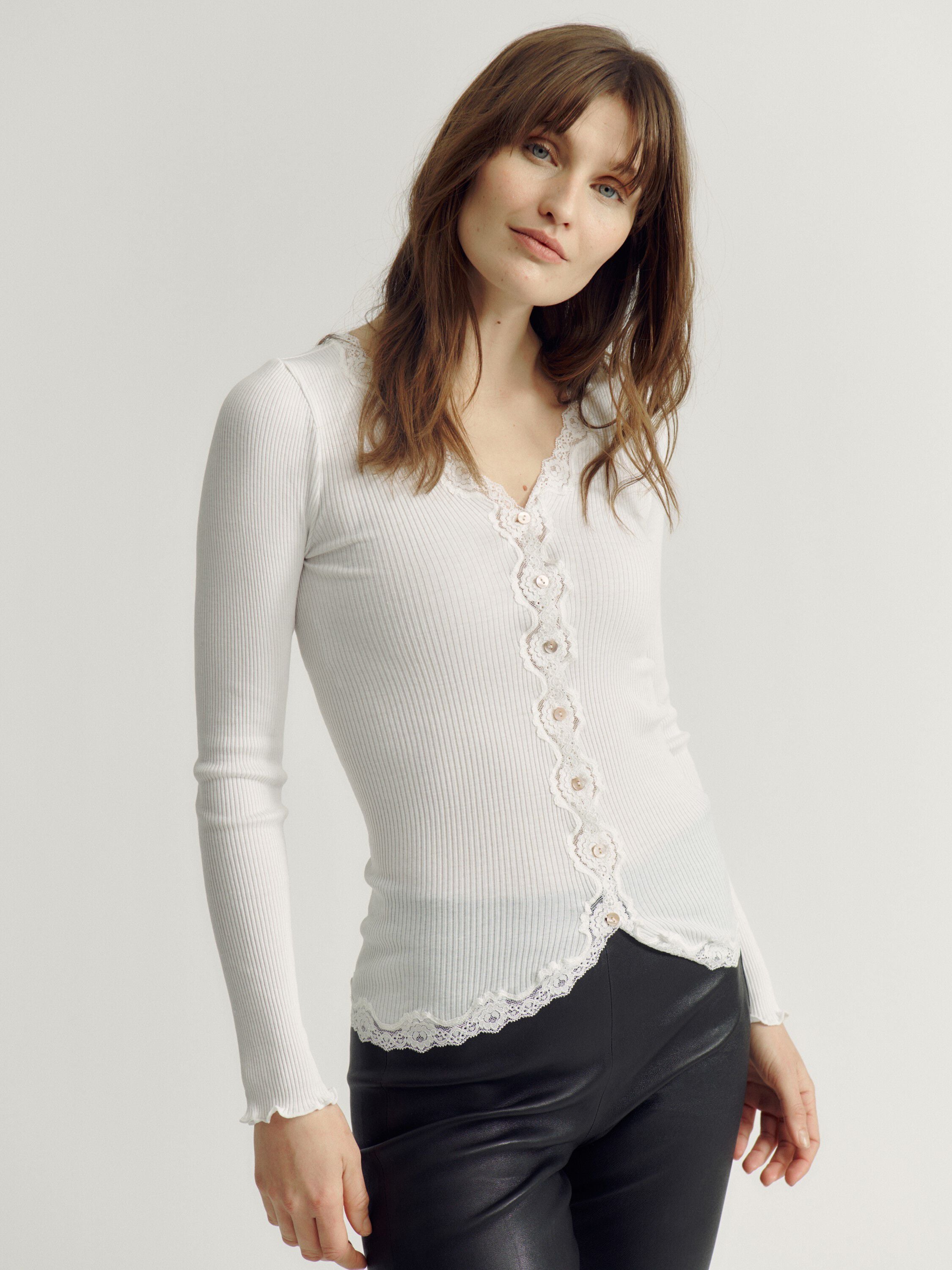 Silk cardigan w/ lace