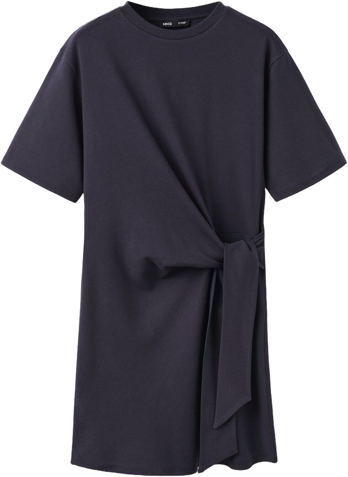 Cotton dress with side bow