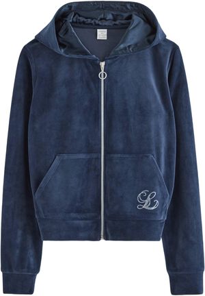 Velour hoodie with kangaroo pockets