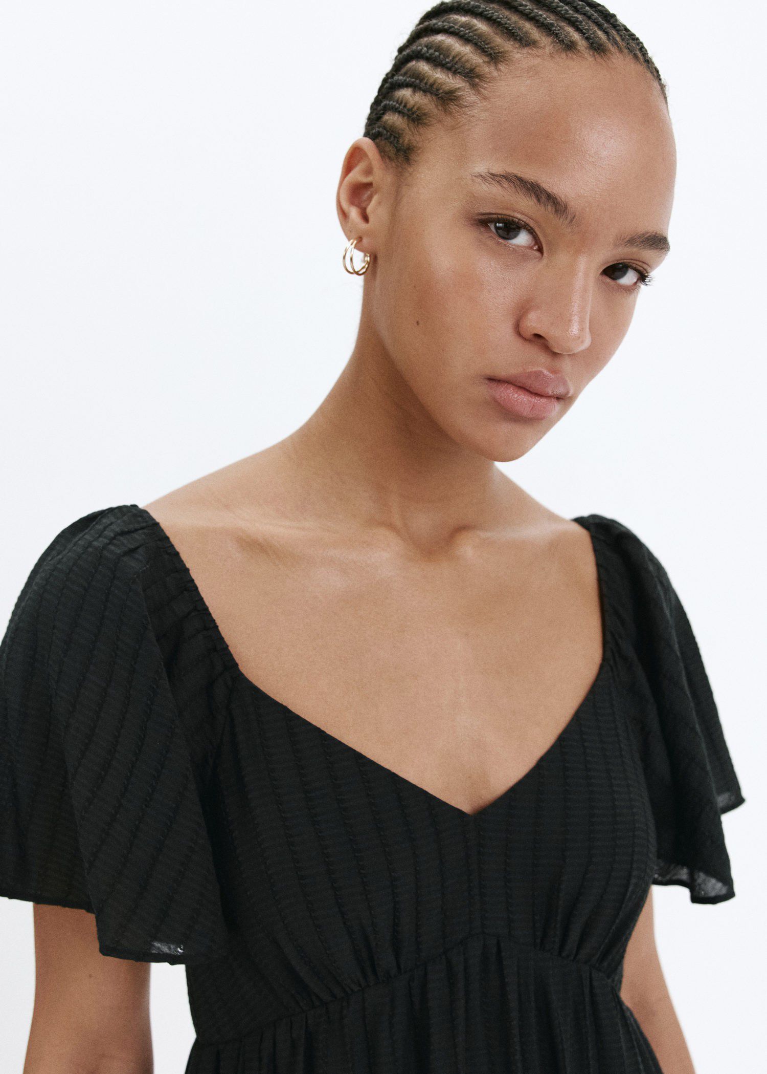 Textured dress with ruched detail